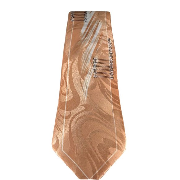 Biani of Italy Men's Tie Peach Black Charcoal Gray White 4" Wide - Picture 1 of 3